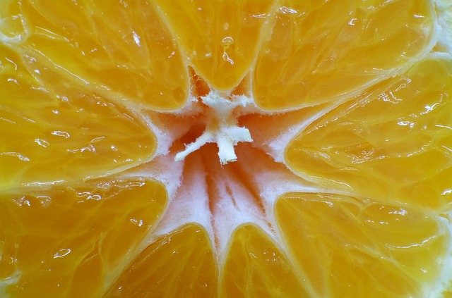 Pulpa de la mandarina, jugosa